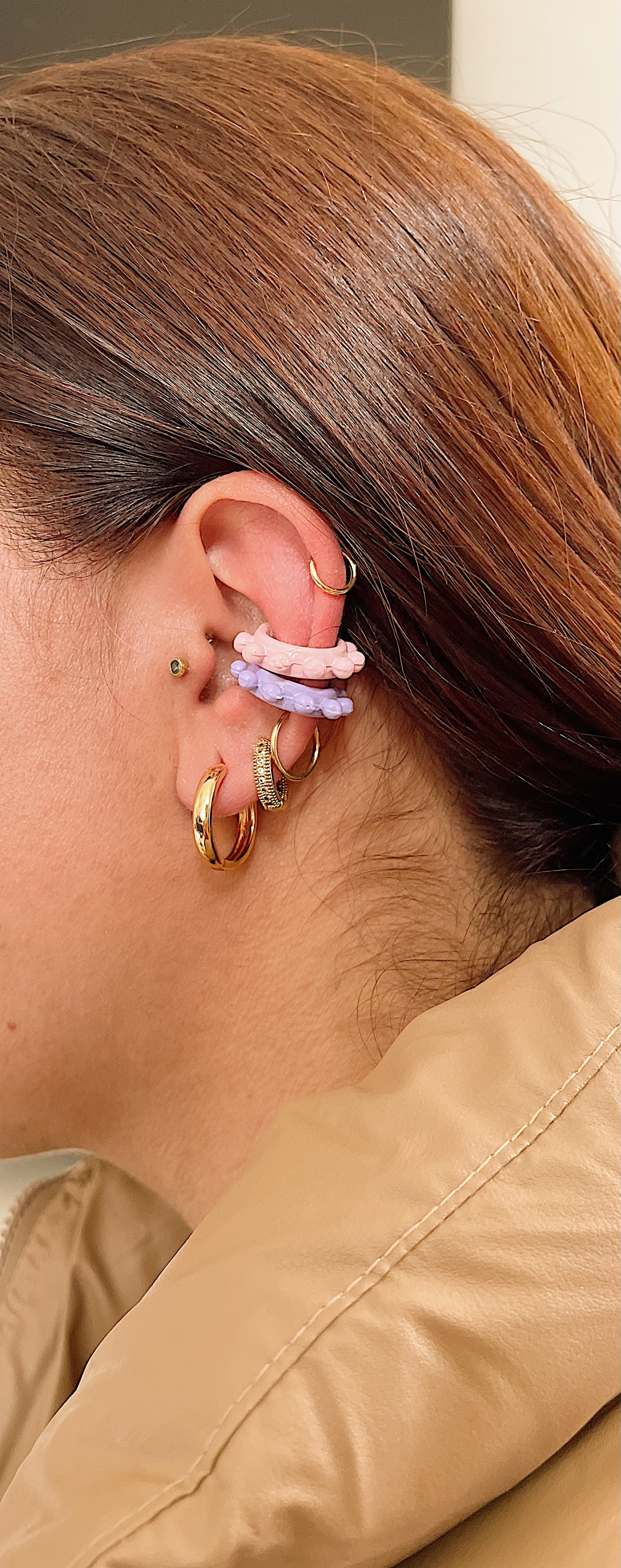 Earcuff de Esfera - Lila - Acero