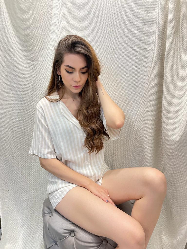 Pijama Pantalón Corto - Camisa Manga Corta Botones