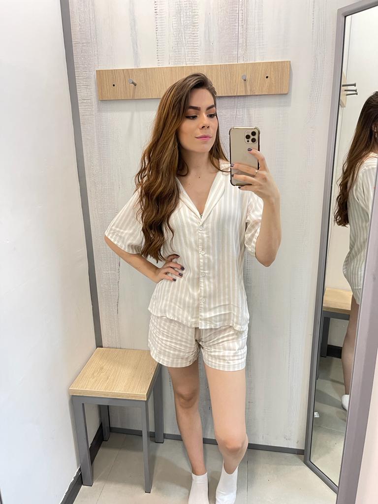 Pijama Pantalón Corto - Camisa Manga Corta Botones