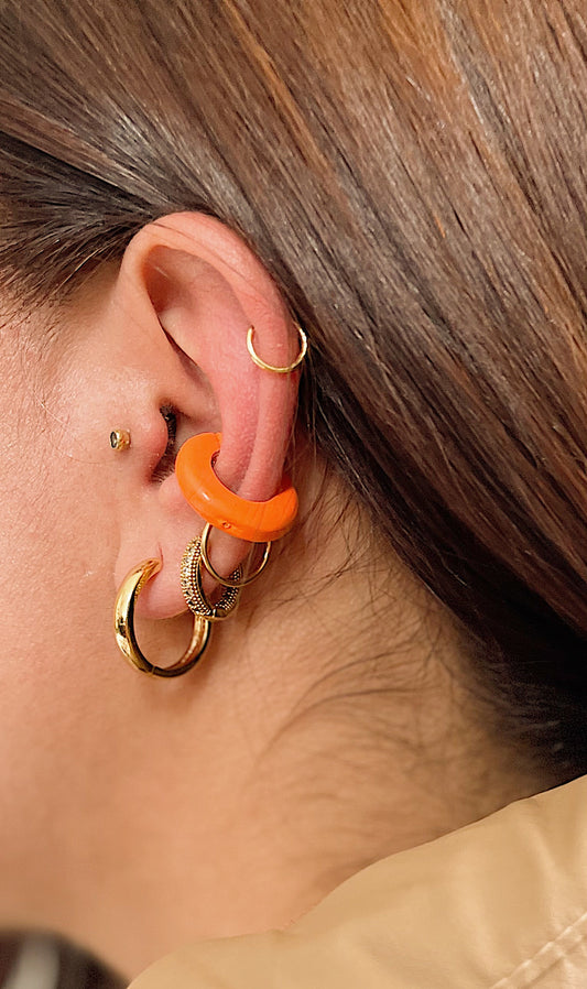 Earcuff Liso - Naranja - Acero