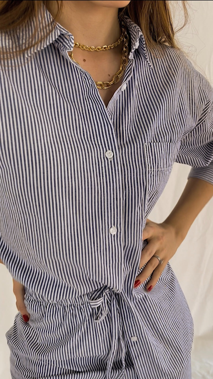 Pijama CIELO - Oversize Rayas Blancas y Azules